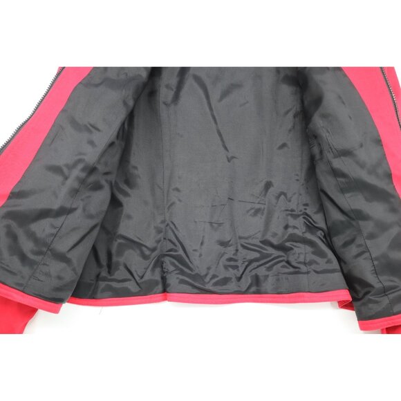 Maggy London Red Zip-Up Jacket Pockets Round Neckline Sz 12 Preppy Office Career - Picture 9 of 13